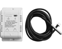 Slimme Temperatuurschakelaar - Thermostaat Sensor - Energie Besparen - App Bediening - 20A 2M Draad - Wit