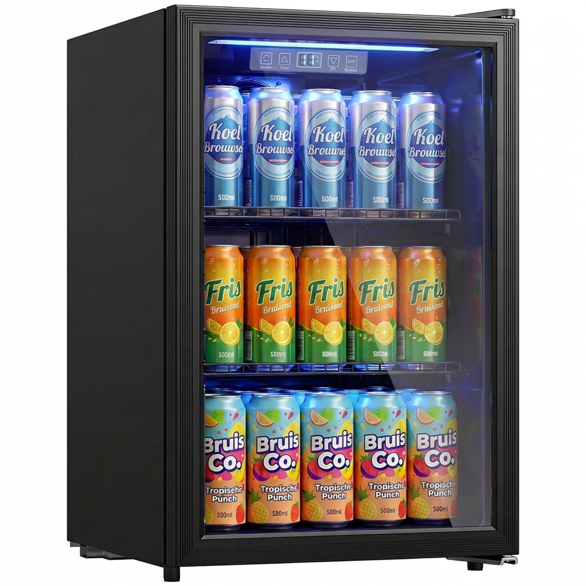 HOMCOM – Stil – Drankkoelkast – 70L/70 blikjes – gehard glas, verstelbaar-Zwart — afbeelding 1