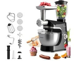 TurboTronic TT-006 / Keukenmachine - Staande Keukenmixer- keukenrobot -Foodprocessor - 5 Liter - 2000W - Zwart