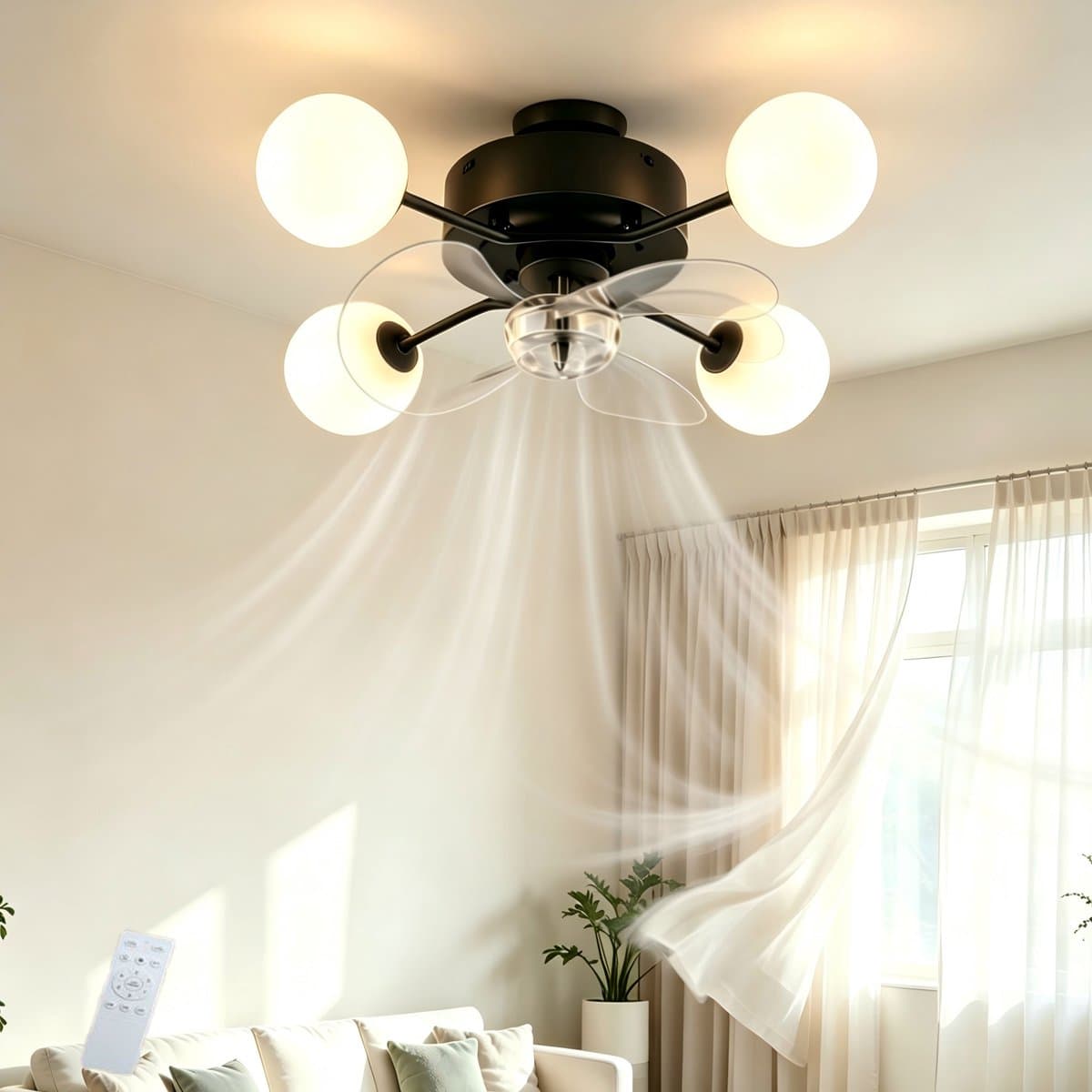 NETTLIFE Plafondventilator met Verlichting G9 - Stil - Met Afstandsbediening - 6 Snelheden - Timer - Voor Keuken & Eetkamer - Zonder Lampen — afbeelding 1