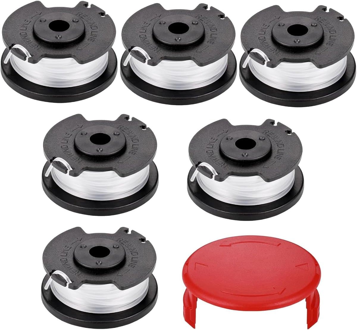 SnelShoppen - 6 Reserve Draadspoelen voor Eén-Hell Grasmaaier GE-CT 18/28 Li TC, 1.6 mm, Geschikt voor TLE-03 Spool, Tuinaccessoires — afbeelding 1
