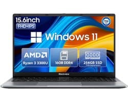 Blackview AceBook 6 - Laptop - 15,6 inch Full HD - 16GB DDR4 RAM - 256GB SSD - AMD Ryzen 3 3300U - Windows 11 Notebook - Radeon Vega 6 Graphics - Grijs