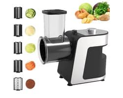 JOYNEXTBUY - Elektrische Groentesnijder 500W - 5-in-1 Groentesnijder met 5 RVS Snijschijven - Voor Groenten en Kaas - RVS Trommels