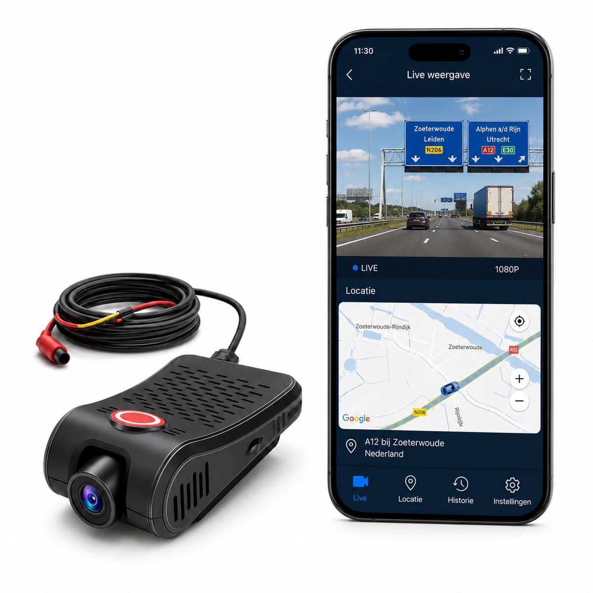 Techload V4 Pro Dashcam 2K - GPS Tracker - Wifi GPS 4G - Voor Auto — afbeelding 1