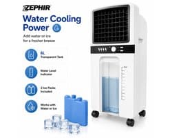 Innovastore Aircooler - Draagbare Luchtkoeler - Luchtcirculatie - Luchtbevochtiger - Slaapmodus - Drie snelheden - 6liter - Wit