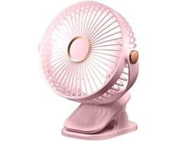 Stille USB-ventilator - Mini bureauventilator, 5 windsnelheden, 360° draaibaar - Kleine wandventilator, geschikt voor kantoor, thuis en op de camping - Roze - 1 stuk
