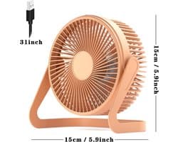 USB-aangedreven mini-ventilator - Stille bureauventilator - Twee snelheidsstanden, krachtige luchtstroom - 360° draaibaar - Geschikt voor kantoren en studeerkamers - Geel