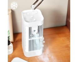 Mini Ventilator Met Nachtlamp - Draagbare Bureauventilator - Vernevelingsfunctie - USB Aansluiting - Afmeting 8,6×3,3 Inch - Geschikt voor Slaapkamer - Kantoor - Camper en Auto