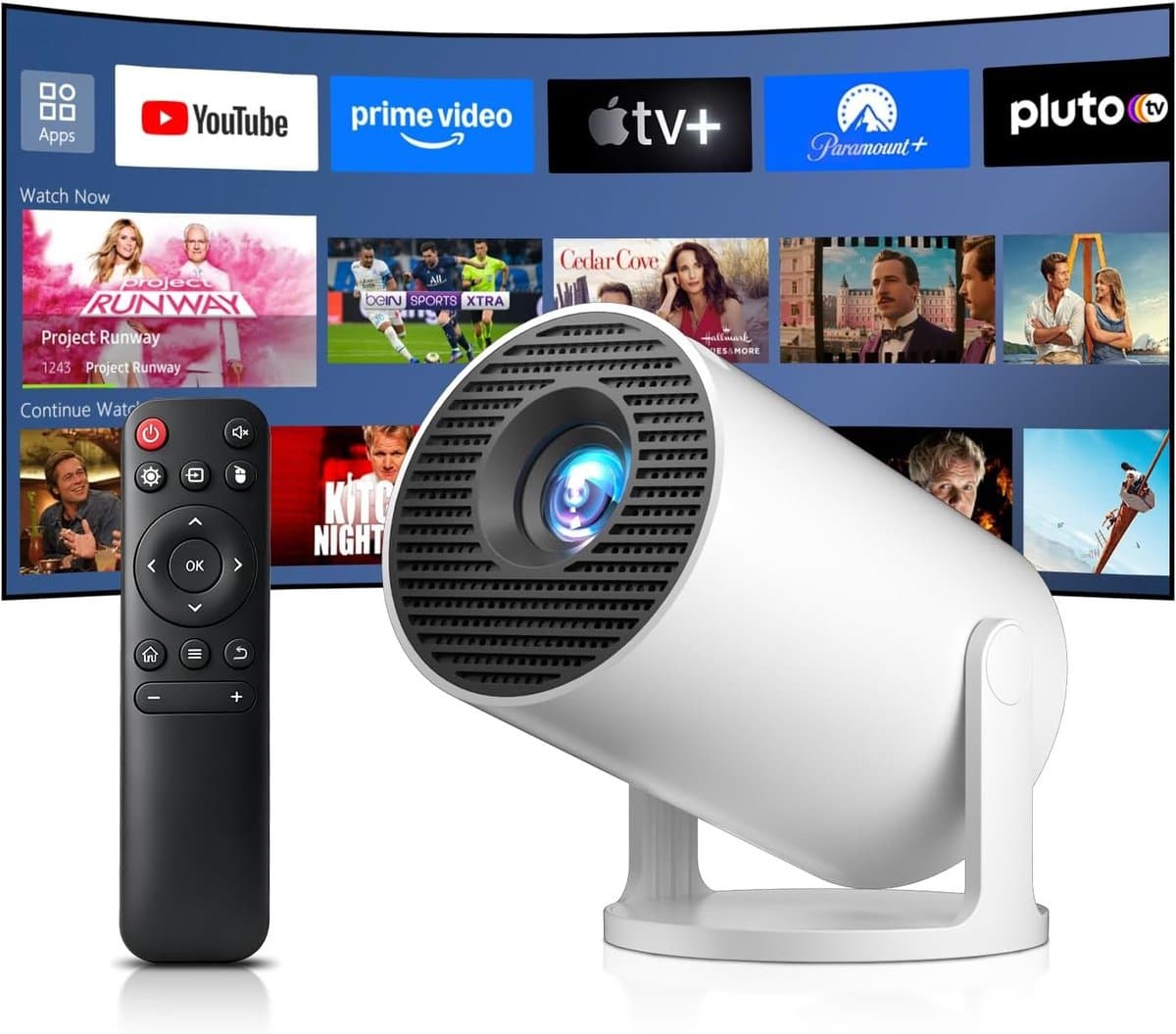 Mini Projector - Wit - 4K Ondersteuning - Android 14.0 - Voor Binnen en Buiten — afbeelding 1