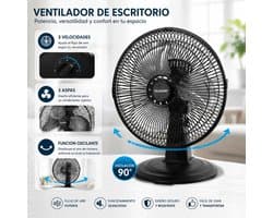 Wentinkmo tafelventilator 30cm - 3 snelheden laag - verstelbare kantelhoek.