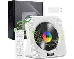 Multifunctionele Bluetooth-cd-speler - CD-speler met FM-radio - 5 Modi: CD, Bluetooth, FM, USB en AUX - Bluetooth-zender en -ontvanger - 2 HiFi-luidsprekers - Slaaptimer van 30–180 Minuten - Voor Thuis, Luisterboeken en Taalstudie