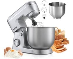 Keukenmachine - Mixer Foodprocessor - Bakken en Koken - 10 Snelheden - 5.7 Liter Kom - Zilver