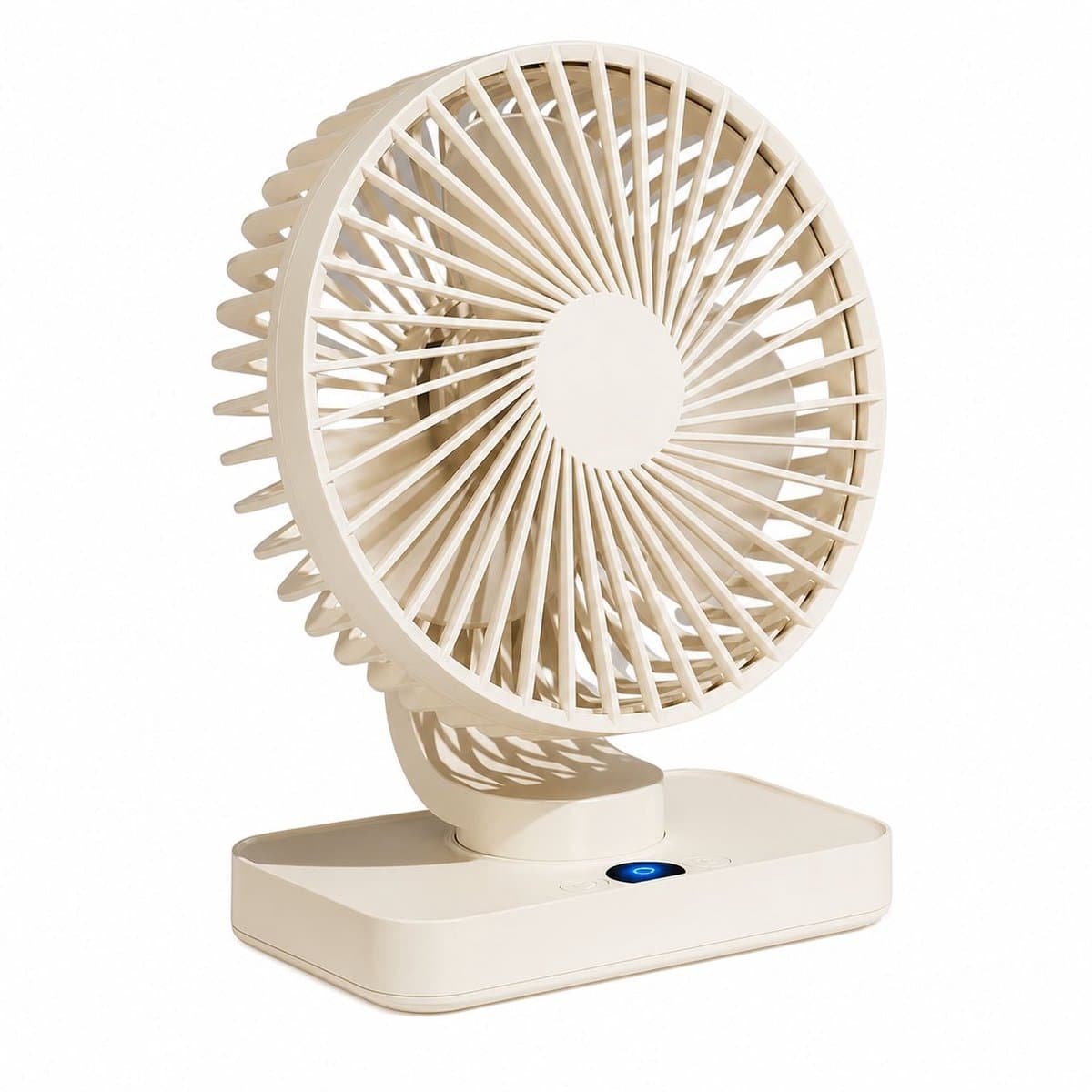 VHV-Bureauventilator met LED-Display - Oplaadbare Ventilator met 5 Snelheden - Oscillerende Tafelventilator - Stille Ventilator voor Thuis en Kantoor - Crèmewit — afbeelding 1
