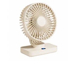 VHV-Bureauventilator met LED-Display - Oplaadbare Ventilator met 5 Snelheden - Oscillerende Tafelventilator - Stille Ventilator voor Thuis en Kantoor - Crèmewit