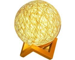 Rotan bal nachtlampje met verstelbare helderheid en warm geel licht, ideaal als sfeervolle slaapkamerdecoratie voor een gezellige en rustgevende ambiance