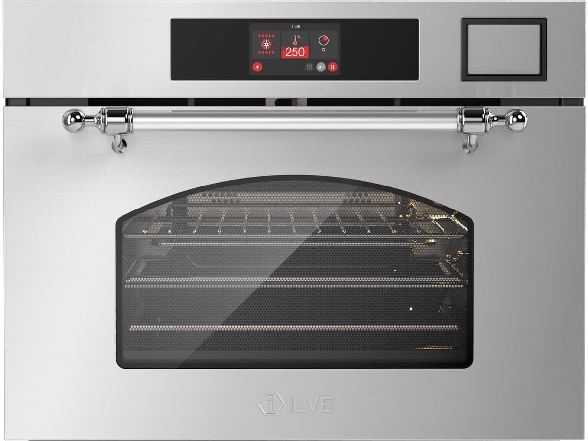 ILVE Compact 45cm 3 in 1 oven/stoom/magnetron Nost. RVS Chroom - Inbouw — afbeelding 1