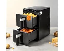 NETTLIFE Airfryer Dubbele Kamer 11L 2800W - 13-in-1 Touchscreen Met Timer - Vaatwasserbestendige Manden - Familie Model