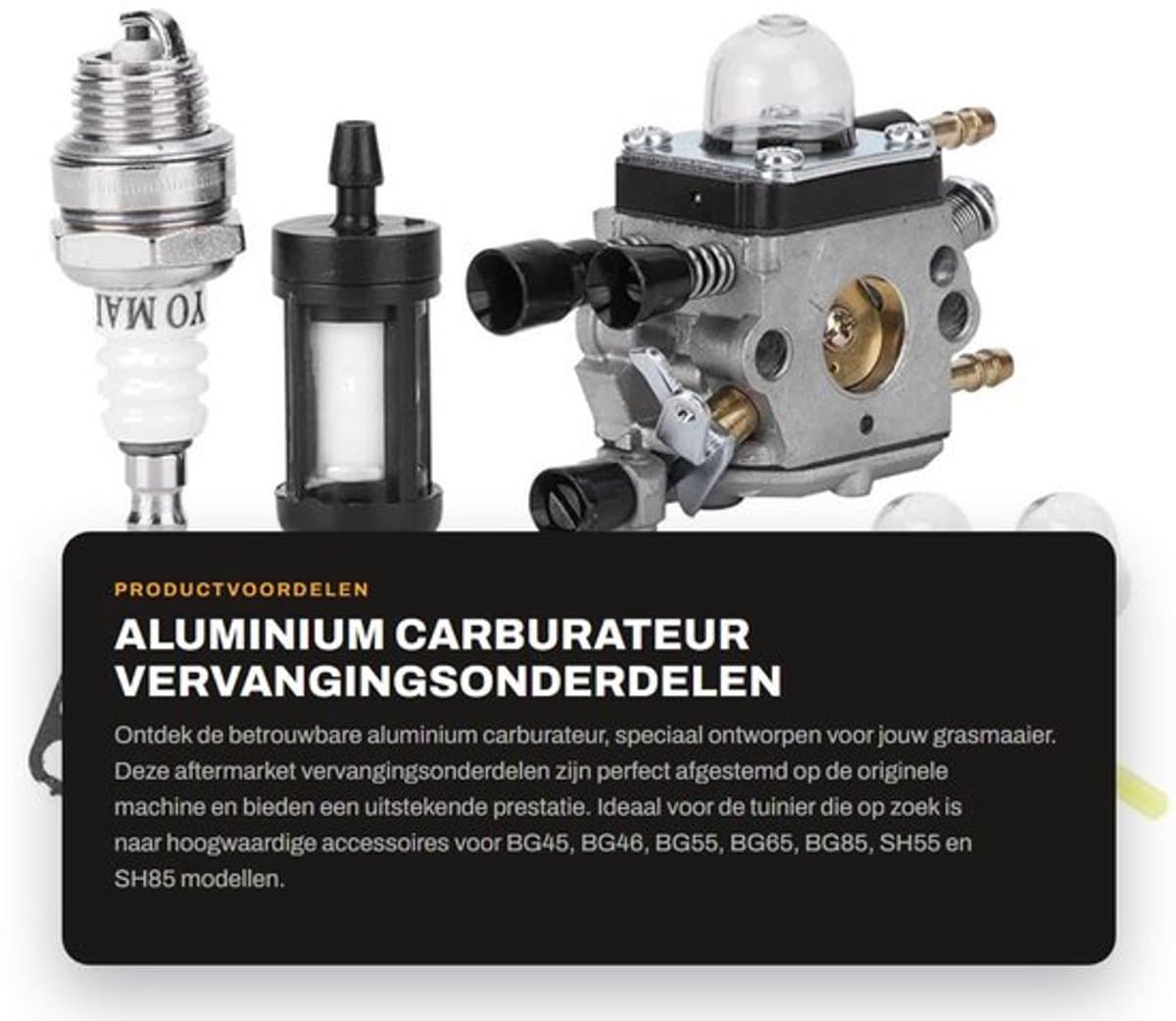 Carburateur Aftermarket Vervangingsonderdelen - Aluminium - Geschikt voor BG45/BG46/BG55/BG65/BG85/SH55/SH85 - Duurzaam - Eenvoudig te installeren - Betrouwbare prestaties - Grasmaaier Carburateur — afbeelding 1