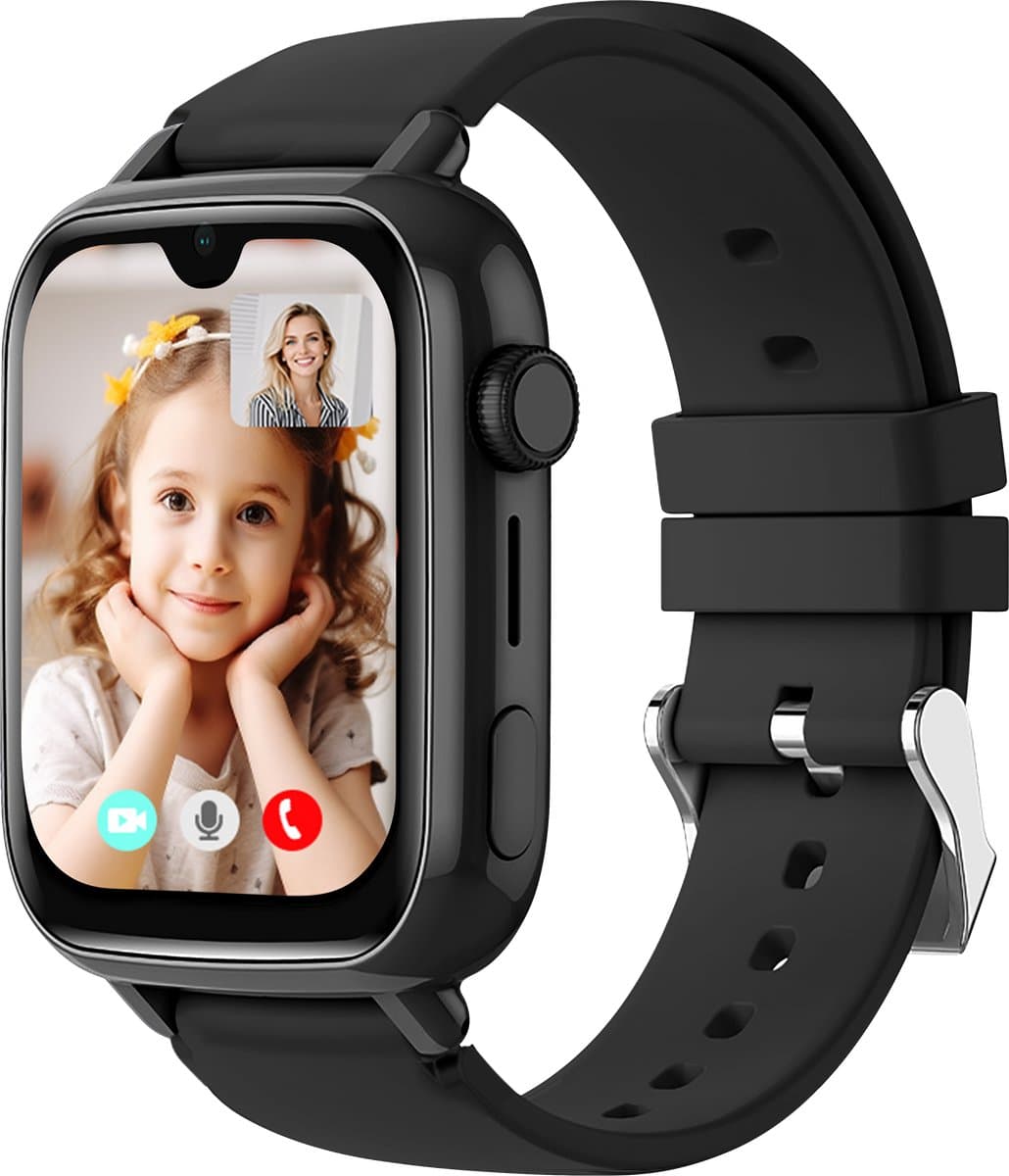 Protectly® GPS Horloge Kind Met Simkaart - 4G - SOS Alarm - Smartwatch Kinderen - GPS Tracker Kind - (Video)bellen - HD Camera - Whatsapp en SMS - Elke polsmaat - Bekijk Locatie Kind - Android en iOS - Incl. Simkaart & Screenprotector — afbeelding 1