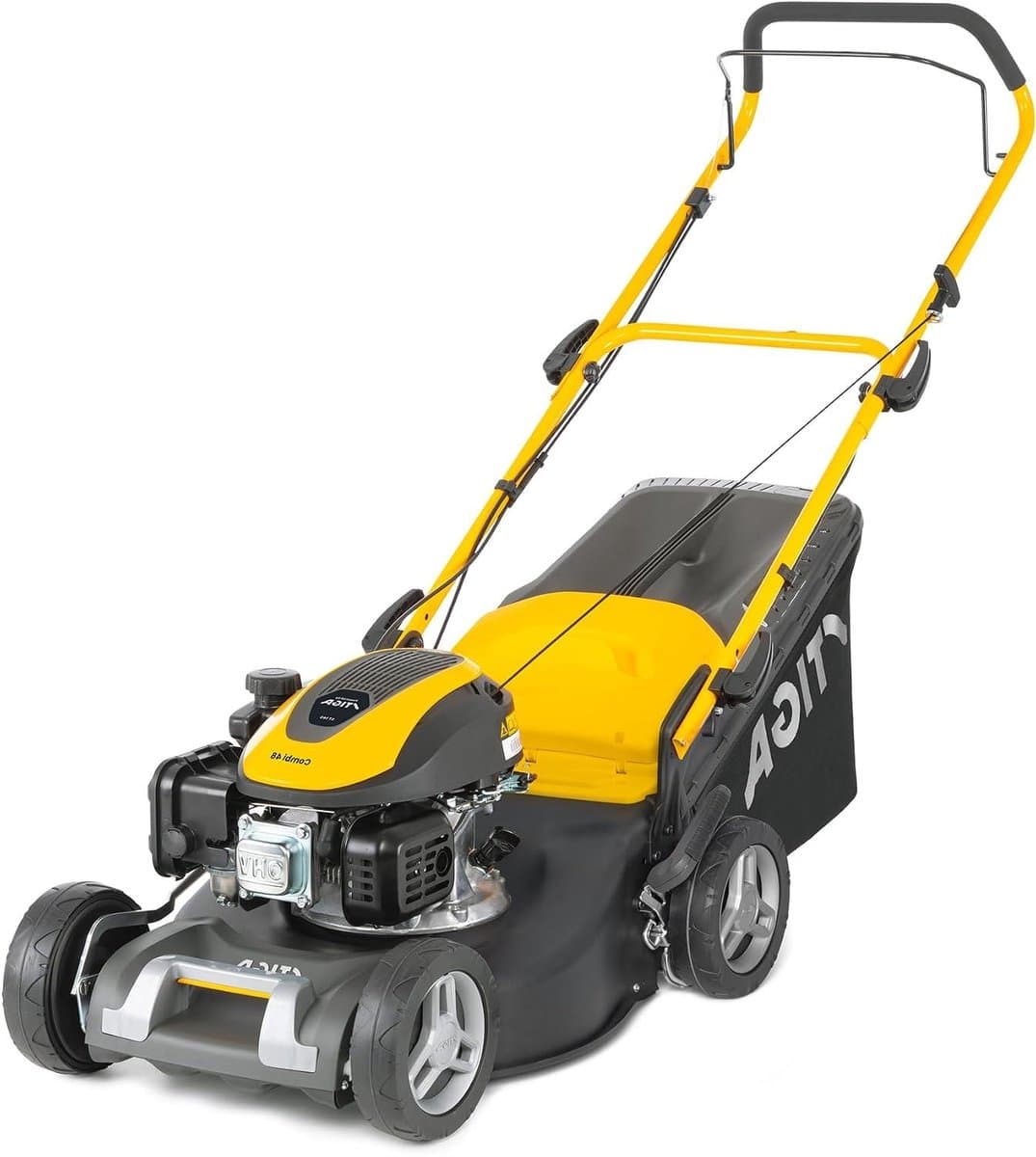 Benzine Grasmaaier - Gazonmaaier Duwen - Gazon Onderhouden - Opvouwbaar Handvat - 46 cm Maaibreedte - Geel — afbeelding 1