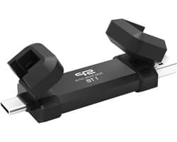 Draagbare SSD - Externe Opslag - Bestanden Overzetten - Dubbele Connector - 1 TB - Zwart