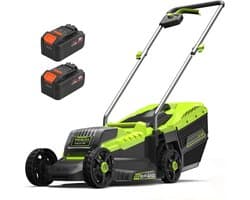 Elektrische grasmaaier - Snoerloze duwmaaier - Tuinonderhoud - Zelfrijdend met accu - 33 cm maaibreedte - Groen