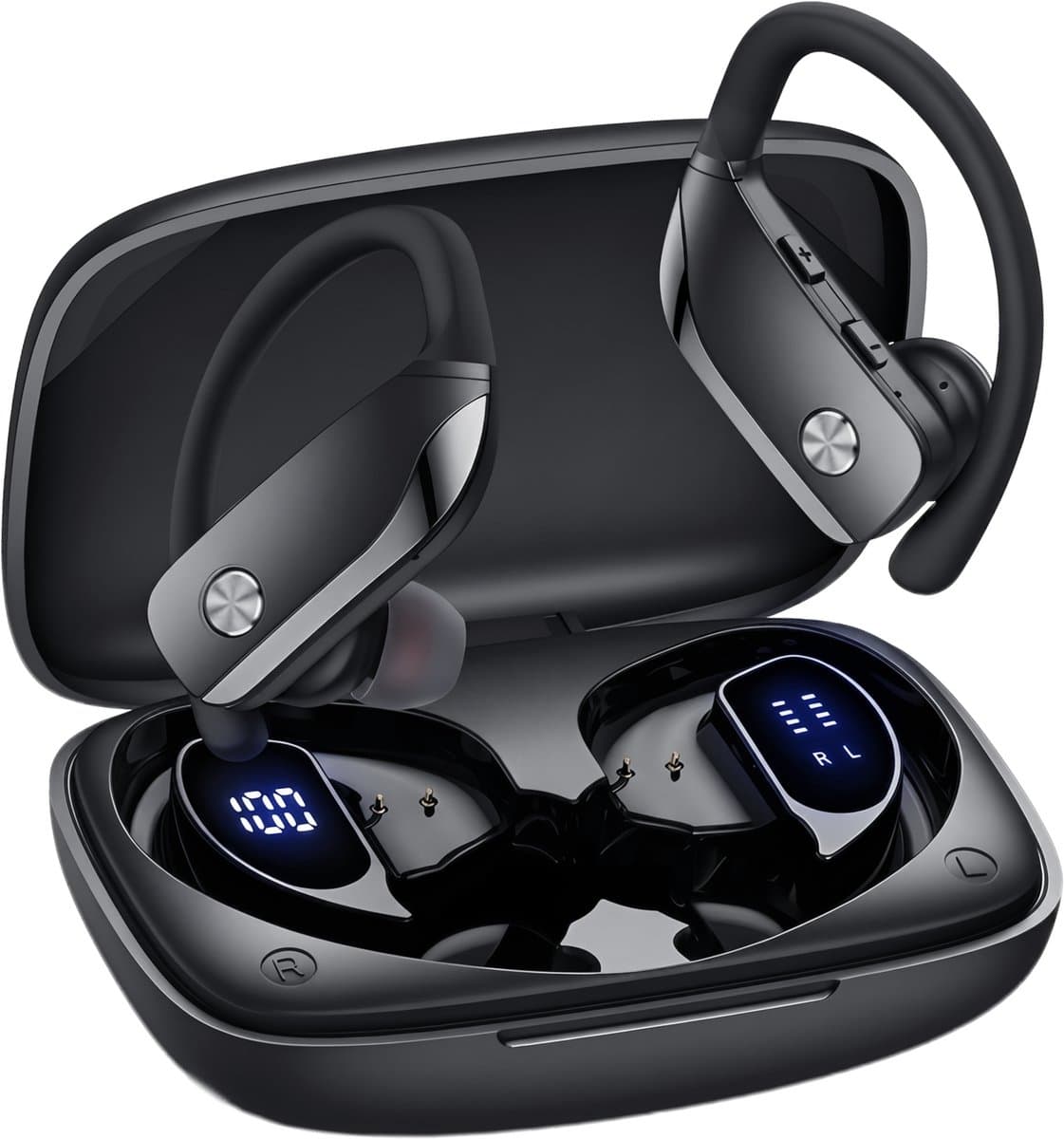 EDSYS Draadloze Sport Oordopjes - Bluetooth Wireless Earbuds - Sport Oortjes Draadloos - Noise Cancelling - In-Ear - Waterdicht - Hardloop & Fitness - USB-C - Zwart — afbeelding 1