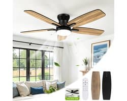 Archi Plafondventilator Met LED-Verlichting – Ventilator - 6 Snelheden – Omkeerbare Stille DC-Motor – Afstandsbediening – Timer