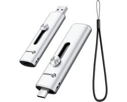 Dubbele poort USB-drive - Geheugenstick - Bestanden Overzetten - Dubbele USB aansluiting - 512 GB - Zilverkleurig