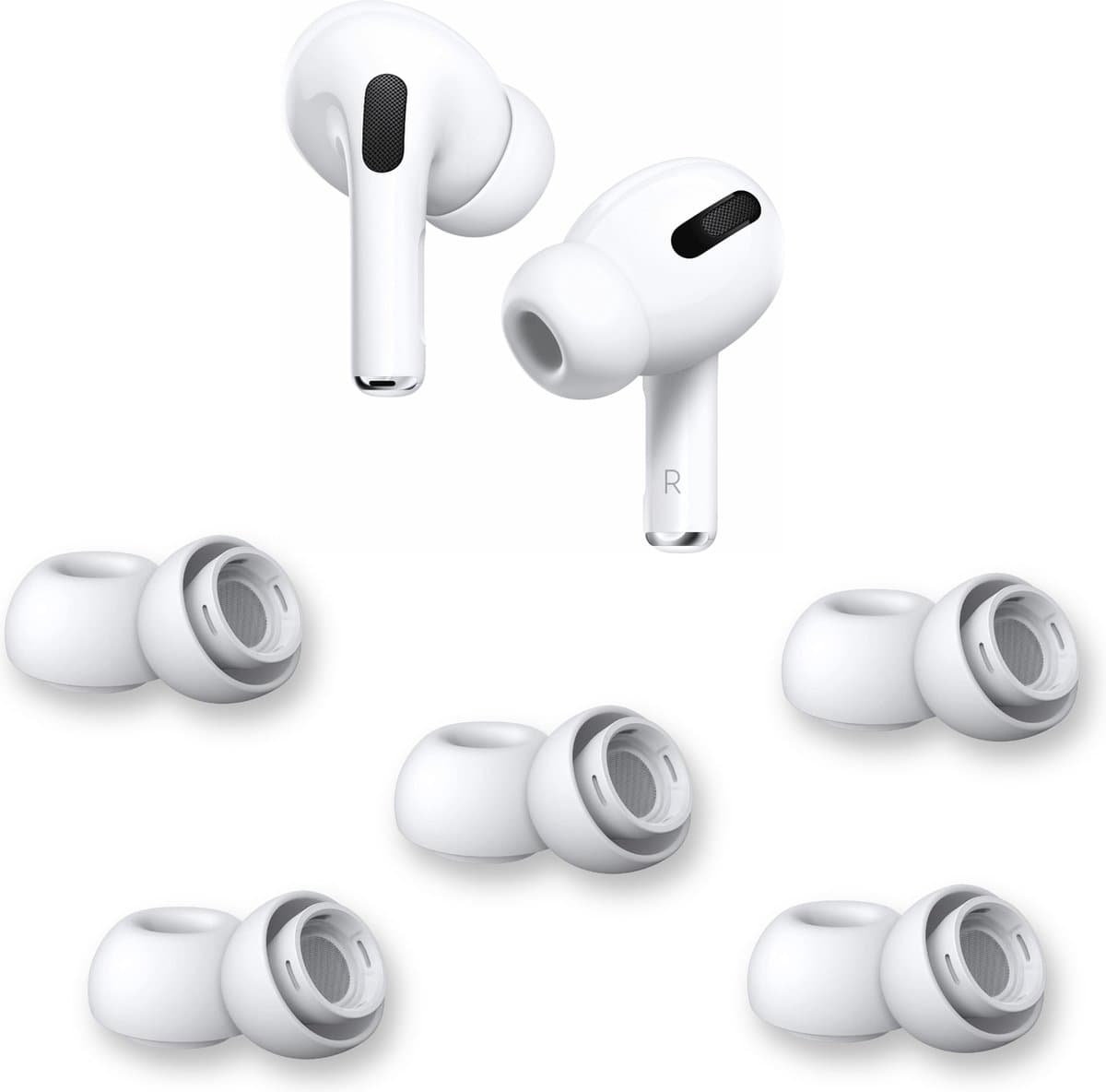 AirPods Pro Oordopjes Large Wit – 5 Paar (10 Stuks) – AirPods Pro Ear Tips Vervanging – Siliconen Oordopjes – Geschikt voor Apple AirPods Pro – Noise Cancelling — afbeelding 1