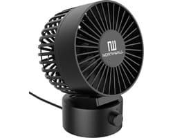 Northwall Mini USB Ventilator - Tafelventilator Zwart - Stille Mini Fan - Retro Bureau Ventilator - Klein, Stil en Geruisloos - Dual Motoren - Kantelbaar - 2 Snelheden