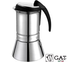 G.A.T. Italia Thema Inductie Moka Percolator RVS 4 kops - 200ml - Made in Italy