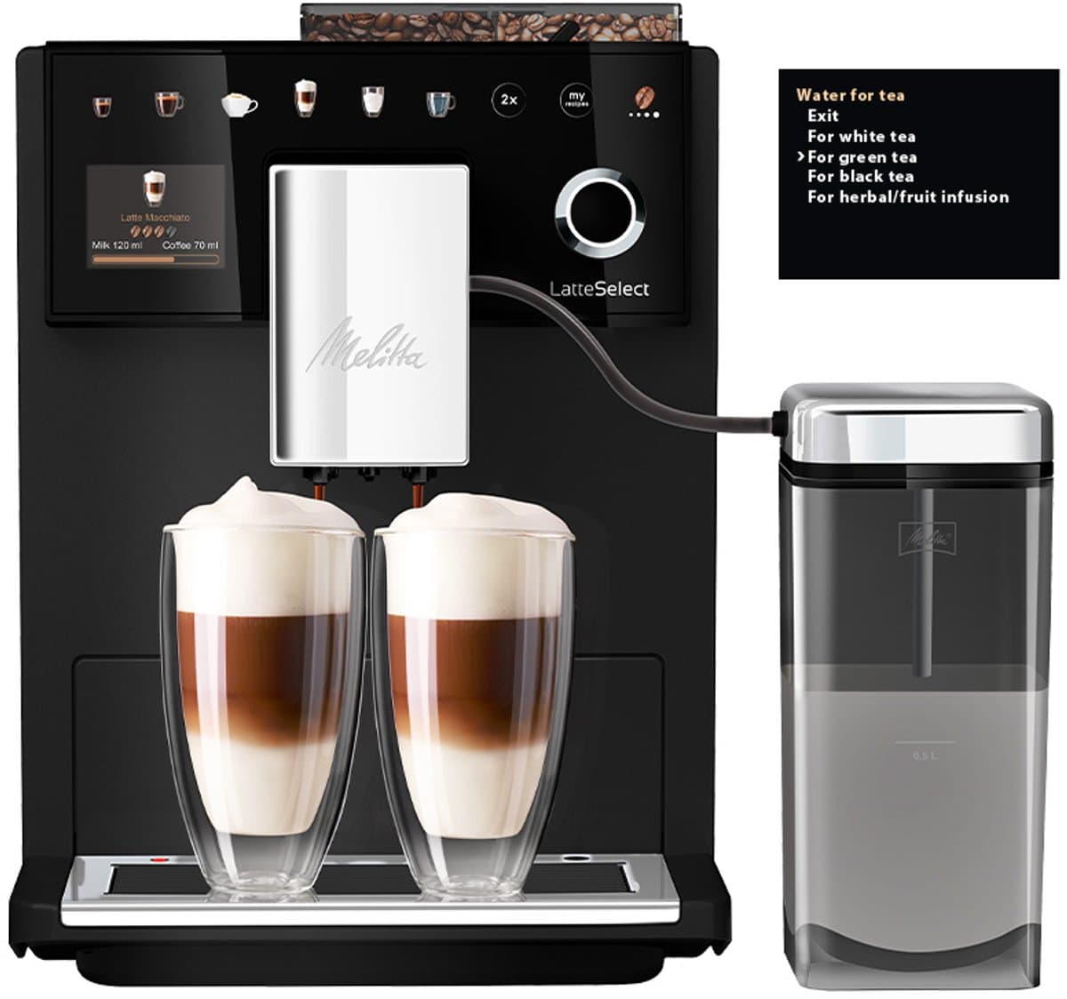 Melitta Latte Select volautomatische Espressomachine 630-212 zwart — afbeelding 1