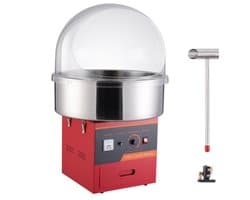 Elektrische suikerspinmachine - Commercieel tafelmodel - 1000 W - RVS kom - Met deksel - Suikerschep en lade - Voor feestjes en evenementen - Rood
