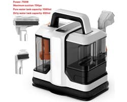 CYRO - Tapijtreiniger - Tapijtreiniger Machine - Bank Reiniger - Tapijt Reiniger 750W - Draagbaar - voor Auto, Dierenhaar, Bekleding - Wit