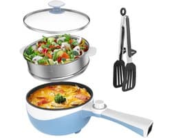 VIN® Hotpot Electrisch Chinees – Kaasfondue Pan Elektrische Multipan – Multifunctioneel 1.7L - Chinese Fondue 200/600Watt – Saute Pan – Friteuse – Hete Pan- Stomer – Langzame Kookplaat – Gemakkelijk Schoon te Maken - Blauw