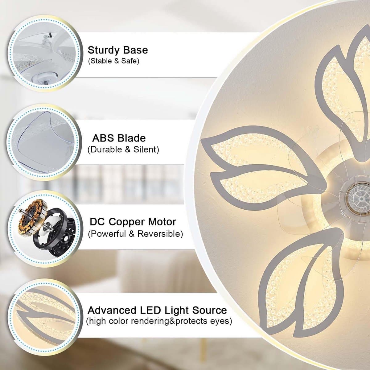 Moderne Plafondventilator met Dimbare LED-Verlichting en Afstandsbediening — afbeelding 1