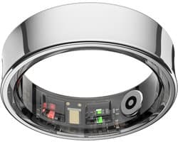 NOLATR Smart Ring LUX Slimme Ring - Stappenteller & Hartslagmeter - Zilver - Nederlandse App - Zonder Abonnement - Maat 9