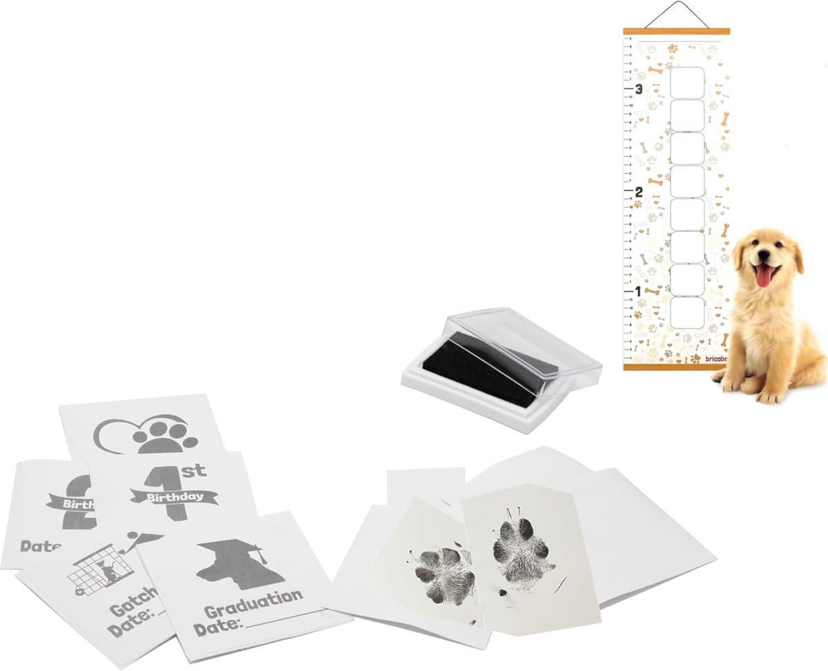 Pootafdruk Stempelset met Groeimeter voor Honden en Puppy's — afbeelding 1