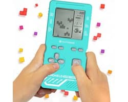 Silvergear Retro Spelcomputer Blokkenspel 26 Spelletjes - Speelgoed Voor in de Auto - Mini Arcade Game Console voor Kinderen - Puzzel Speelgoed - Reisspelletjes Voor Kinderen - Cadeau voor Jongens en Meisjes - Vakantie - 6, 7+ Jaar - Lichtblauw