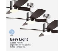 Stille Plafondventilator met LED Verlichting, Roestvrij Staal, 132 cm, Afstandsbediening en 6 Snelheden
