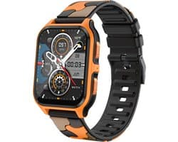 Knobbout 1.83" Scherm Outdoor Smartwatch – Sporthorloge - Bluetooth belfunctie - Sportgegevens, calorieën, bloeddruk monitoring– Slaapcoaching -7-10 dagen batterij-Android en iOS- Oranje