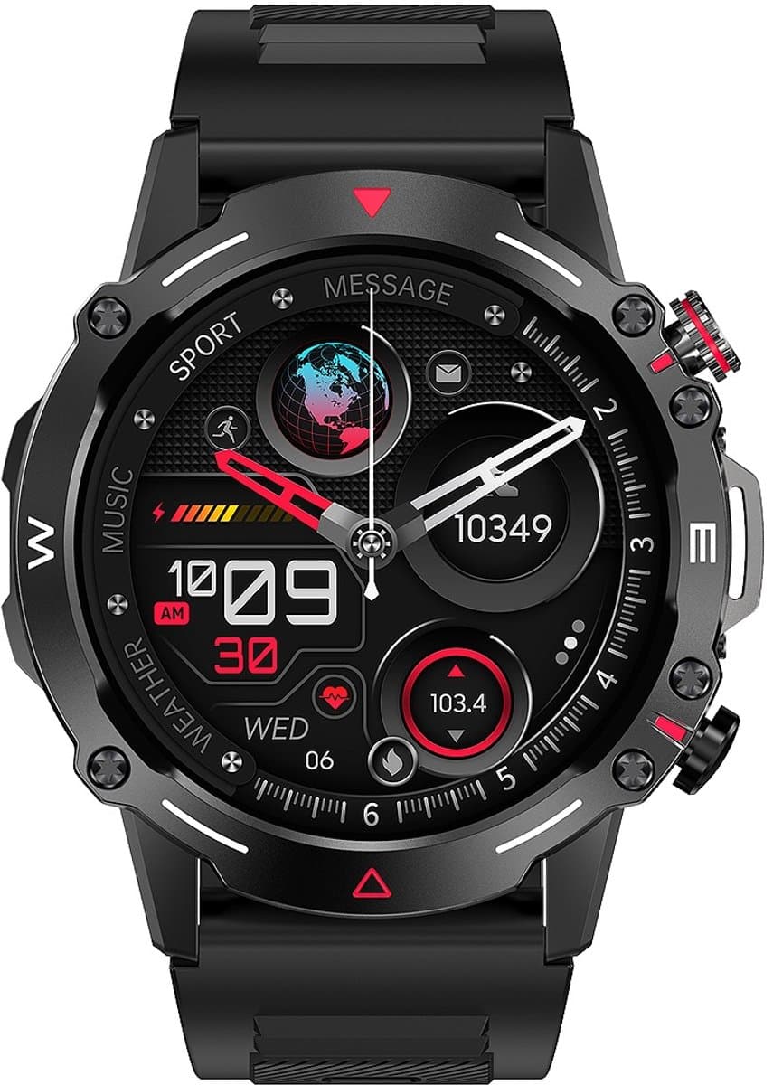 Mawiva Tech PRO - Smartwatch - AMOLED - Smartwatch Heren - Mawiva Tech Smartwatch - Geschikt voor iOS en Android - Nederlandstalig - Sporthorloge - Gezondheidsanalyse - Sportanalyse - Bellen - Muziek/Audio Luisteren - Ergonomisch - Zwart — afbeelding 1