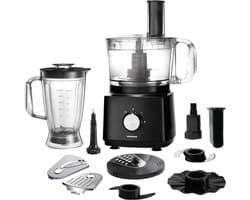 Heinner Foodprocessor met 1.2 liter Mengkom en 1.8 liter Blender - 750W - Keukenmachine Zwart