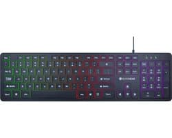 Silvergear Gaming Toetsenbord - Gaming Keyboard - QWERTY met LED - Platte Toetsen - Bedraad - Zwart