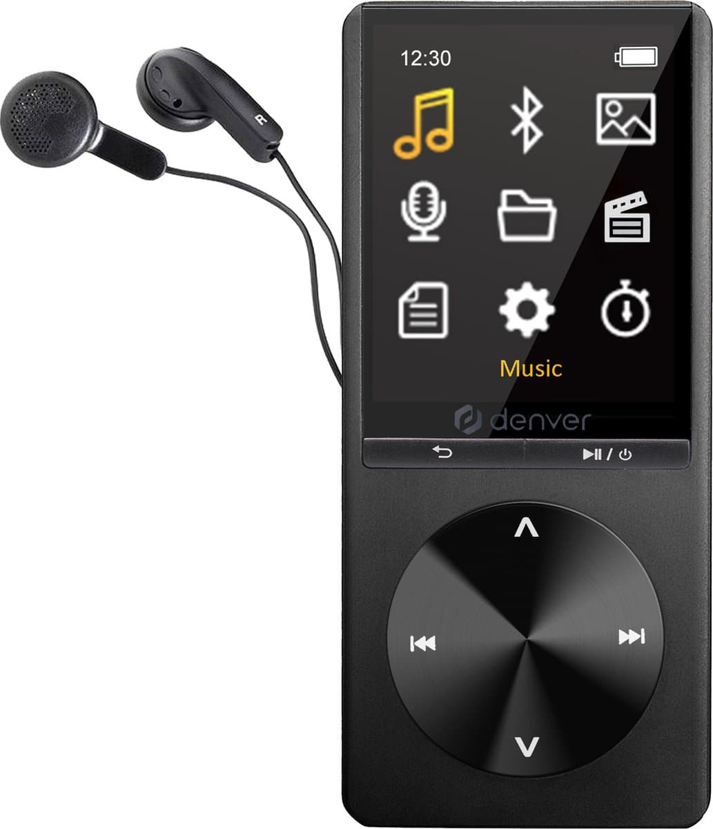 Denver MP3 / MP4 Speler - Bluetooth - USB - Shuffle - SD kaart tot 128GB - Incl. Oordopjes - Voice recorder - Dictafoon - MP1820 - Zwart — afbeelding 1