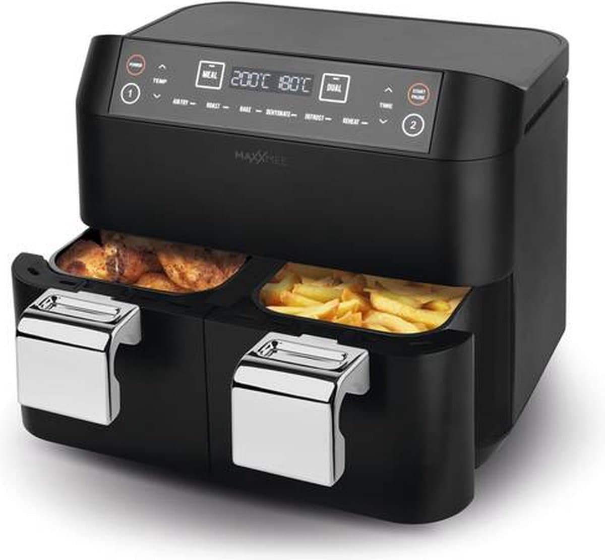 MAXXMEE Airfryer met dubbele mand - 2 x 3,8 l - 2400W - 6 programma's — afbeelding 1