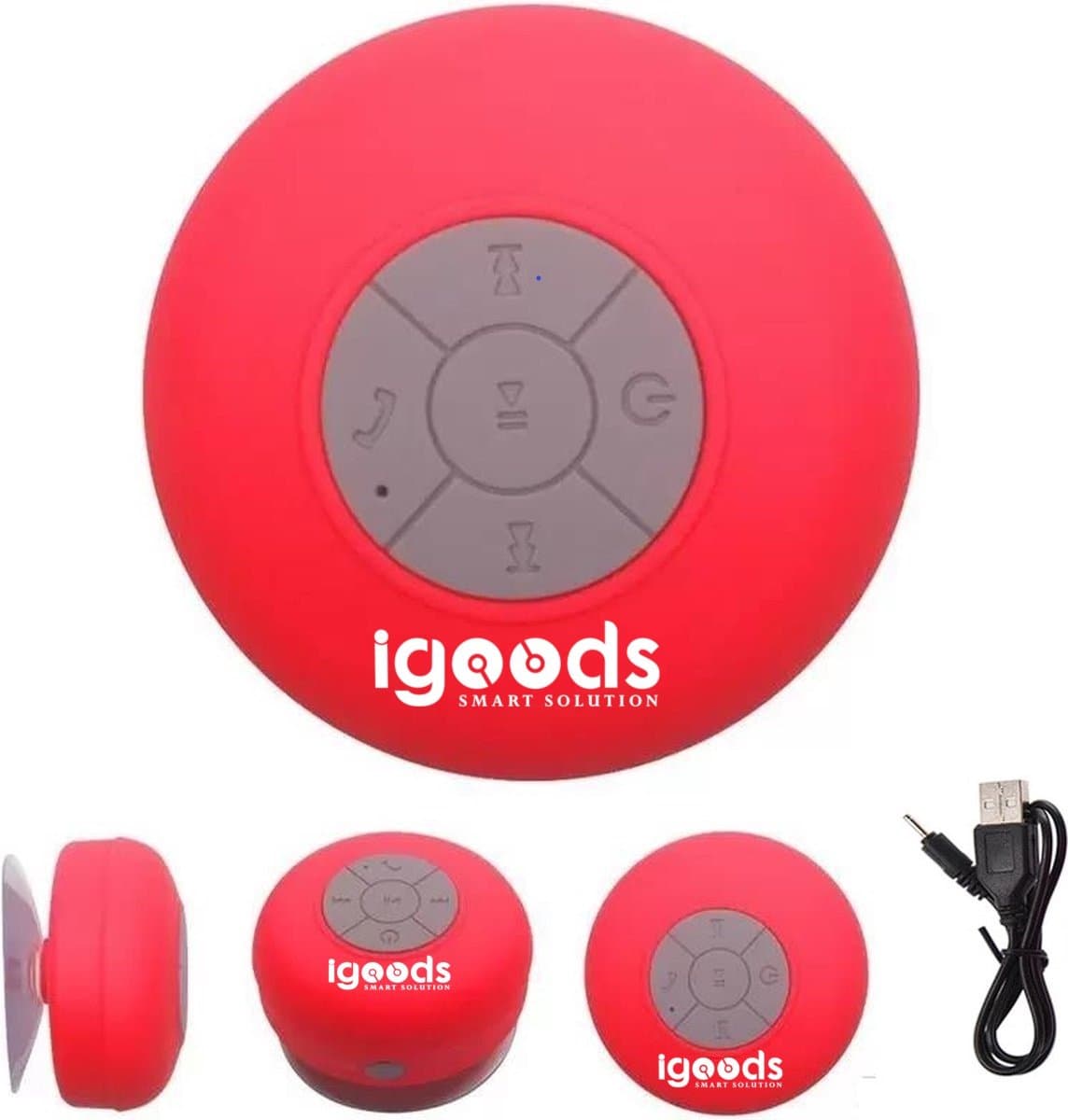 IGOODS Waterdichte Bluetooth Speaker - met Zuignap - Ingebouwde microfoon - Bluetooth 3.0 - Badkamer & Douche Speaker - Rood — afbeelding 1