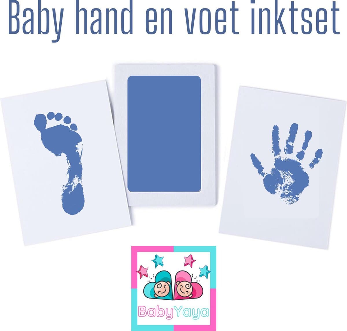 Baby Yaya inktset - Baby - voetafdruk - handafdruk - jongen - kraamcadeau - babyshower - baby geschenkset - blauw — afbeelding 1