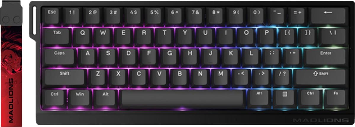 MADLIONS MAD 60 HE RGB - Gaming Keyboard (Toetsenbord) - 60% - 8KHz - 0.04mm Rapid Trigger - Magnetisch - RGB - 61 Toetsen - Side-Printed - Zwart — afbeelding 1